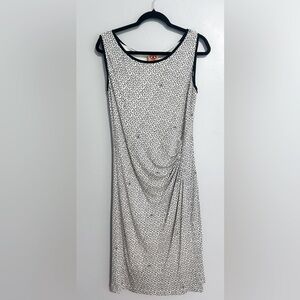 Tory Burch Signature Print Leaf Sleeveless Shift Dress Size M office preppy chic